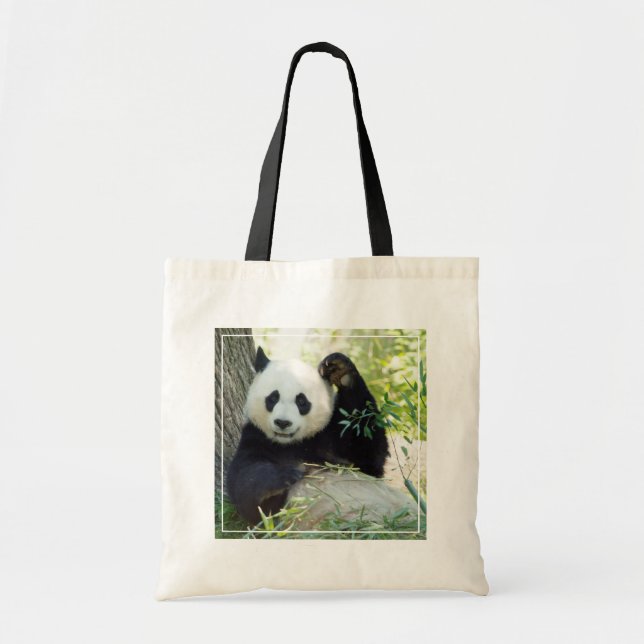 Giant Panda Resting Against Tree Tote Bag (Front)