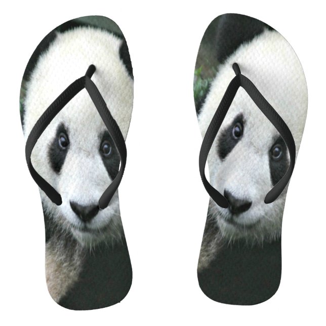 Giant Panda Strolling Through Green Grass Thongs (Footbed)
