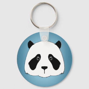 Giant Panda with Faded Blue Background Key Ring