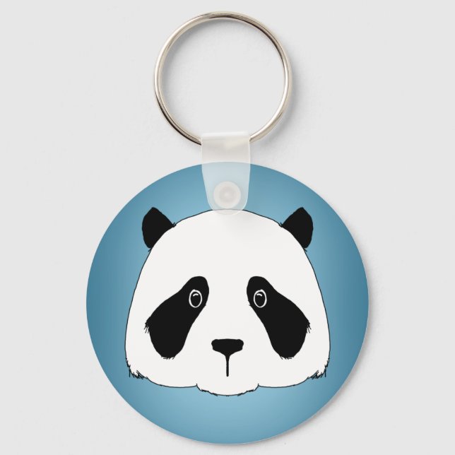 Giant Panda with Faded Blue Background Key Ring (Front)