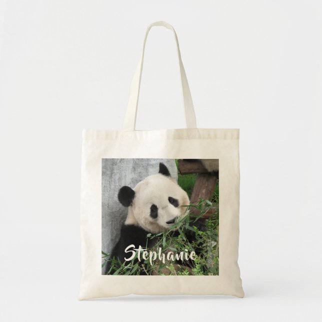 Giant Panda with Personalized Name Tote Bag (Front)