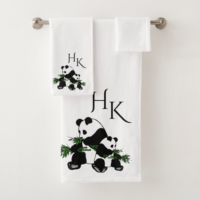 Giant Pandas Monogram Bath Towel Set (Insitu)