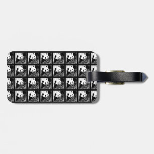 Giant Pandas Pop Art Black and White Luggage Tag