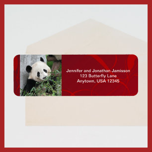 Giant Pandas Return Address Labels, Red Label