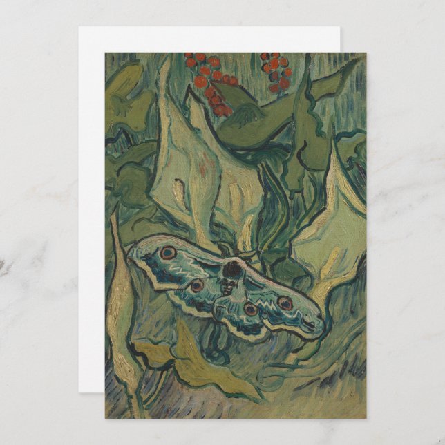 Giant Peacock Moth (1889) by Vincent van Gogh Holiday Card (Front/Back)