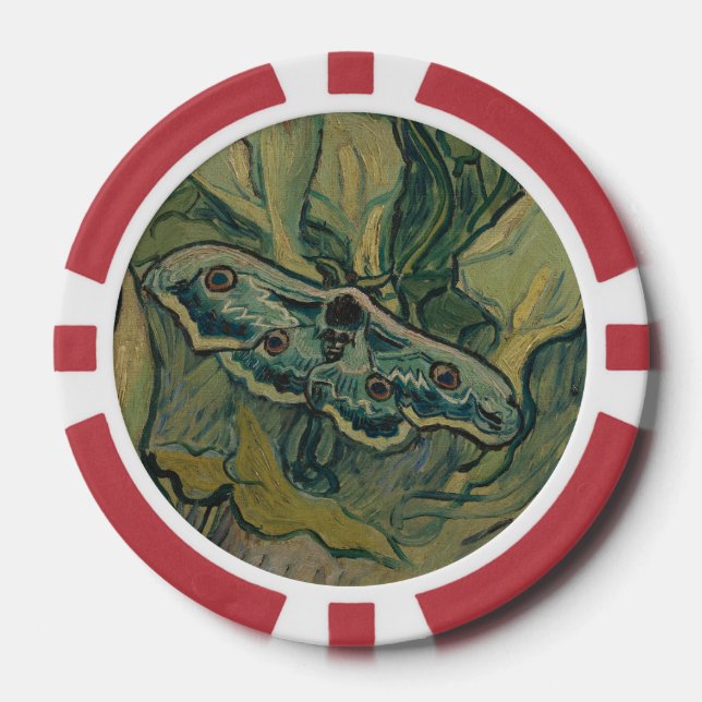 Giant Peacock Moth (1889) by Vincent van Gogh Poker Chips (Front)