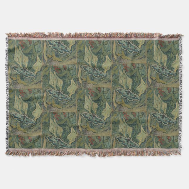 Giant Peacock Moth (1889) by Vincent van Gogh Throw Blanket (Front)