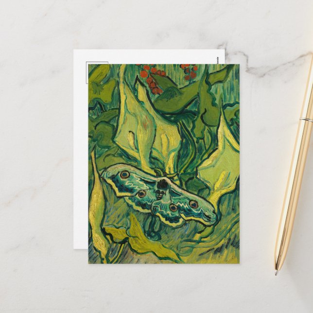 Giant Peacock Moth by Vincent van Gogh Holiday Postcard (Front/Back In Situ)