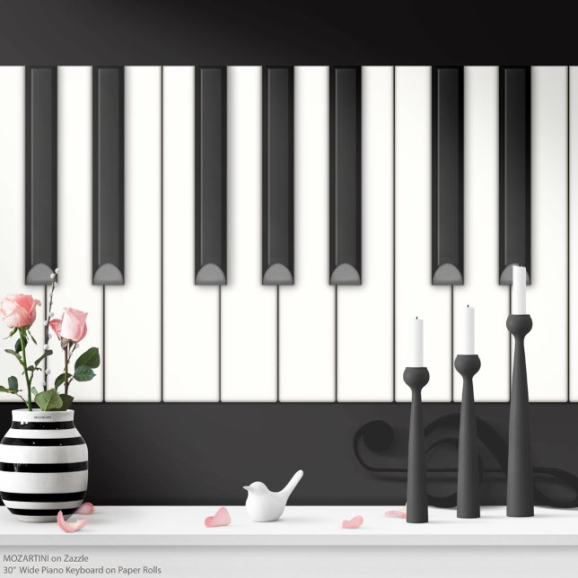 Giant Piano Keyboard Paper Roll (black background) (This piano keyboard is on a roll—literally. You can glue it, cut it, write, walk or teach on it!)
