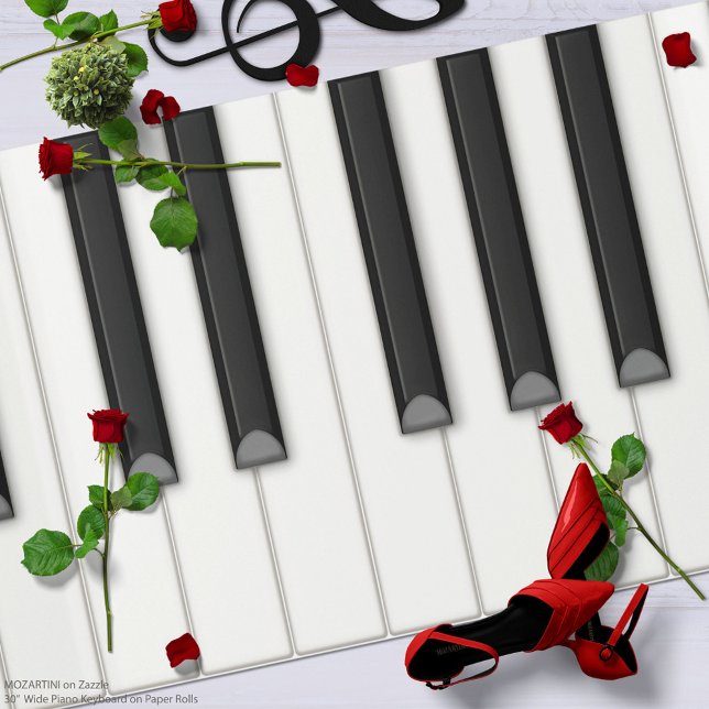 Giant Piano Keyboard Paper Roll (white background) (A big paper piano keyboard that is 30 in. tall and 6 ft. - 60 ft. long for crafts and decorating)