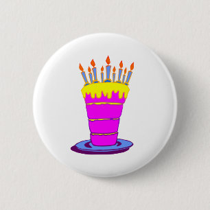 Giant Pink Birthday Cake 6 Cm Round Badge