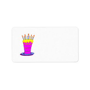 Giant Pink Birthday Cake Label
