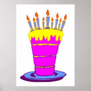 Giant Pink Birthday Cake Poster