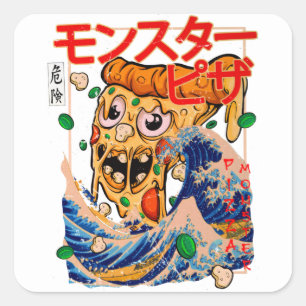 Giant Pizza Monster Spotted in Kanagawa Square Sticker