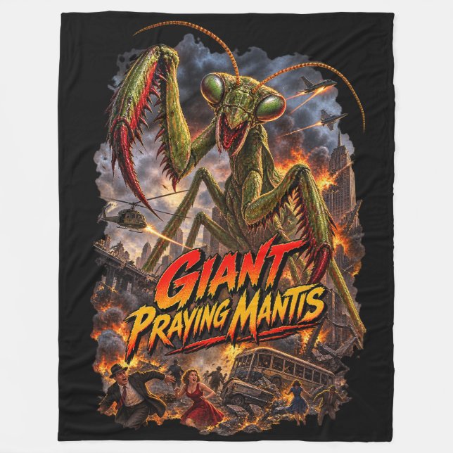 Giant Praying Mantis Fleece Blanket (Front)