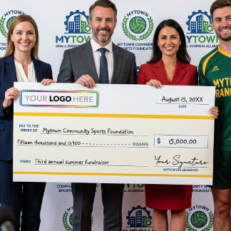 Giant Promotional Check with Business Logo | Poster