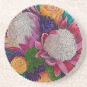 Giant Proteas and Orange Roses Coaster