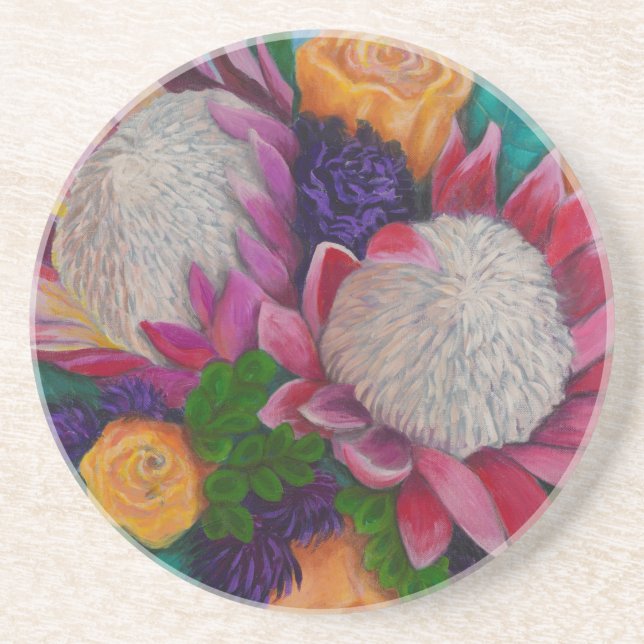 Giant Proteas and Orange Roses Coaster (Front)