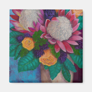 Giant Proteas and Orange Roses Magnet