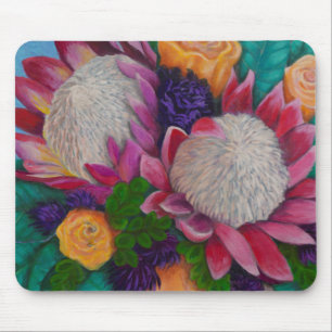 Giant Proteas and Orange Roses Mouse Pad