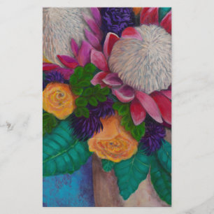Giant Proteas and Orange Roses Stationery