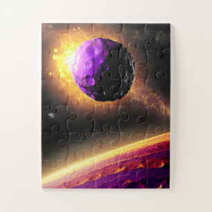 Giant Purple Comet Roars Towards Pink Planet Jigsaw Puzzle
