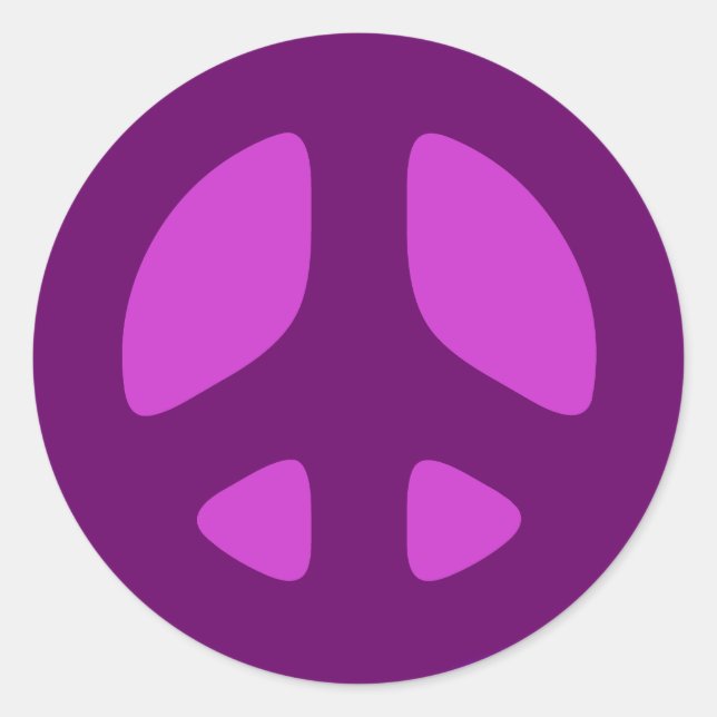 Giant Purple Peace Sign Classic Round Sticker (Front)