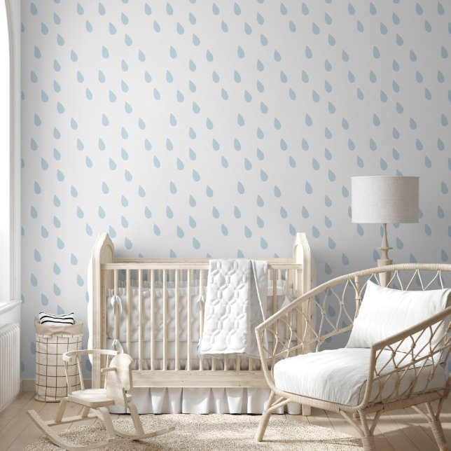 Giant Raindrops Pattern Blue Pastel Colour Wallpaper (Kids)