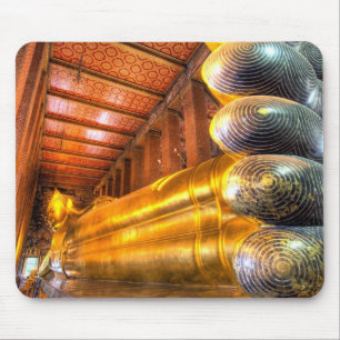 Giant reclining Buddha inside temple, Wat Pho, Mouse Pad