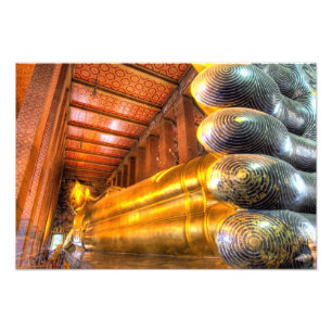 Giant reclining Buddha inside temple, Wat Pho, Photo Print