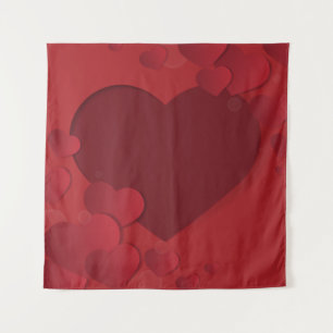 Giant red hearts backdrop tapestry