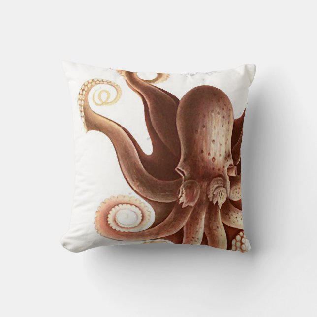 Giant Red Squid/Octopus Nautical Theme 20" Pillow (Front)