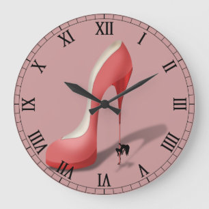 Giant Red Stiletto Cartoon - Pole Dancing Stripper Large Clock