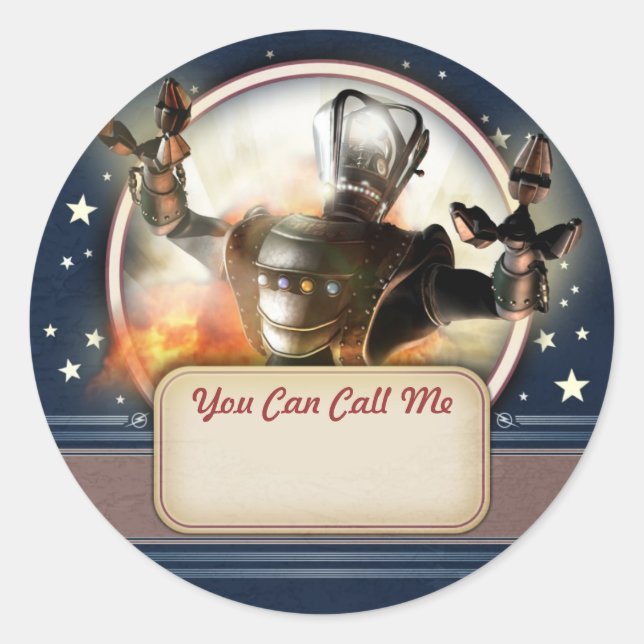 Giant Robot Name Tag Stickers (Front)