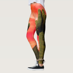 Giant Saguaro Cactus, Personalised Name Leggings