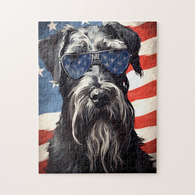 Giant Schnauzer 4th of July Independence day Jigsaw Puzzle (Vertical)