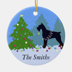 Giant Schnauzer Christmas Forest Ceramic Tree Decoration
