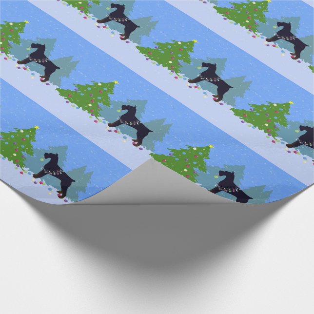 Giant Schnauzer Christmas Forest Wrapping Paper (Corner)