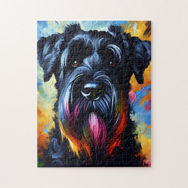 Giant Schnauzer Dog Acrylic Print | Colourful Jigsaw Puzzle (Vertical)
