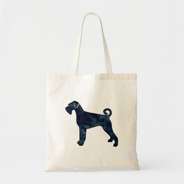 Giant Schnauzer Dog Black Watercolor Silhouette Tote Bag (Front)
