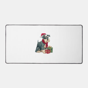 Giant Schnauzer Dog Christmas Outfits Santa Hat Do Desk Mat