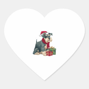 Giant Schnauzer Dog Christmas Outfits Santa Hat Do Heart Sticker