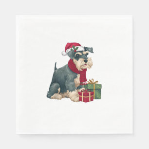Giant Schnauzer Dog Christmas Outfits Santa Hat Do Napkin