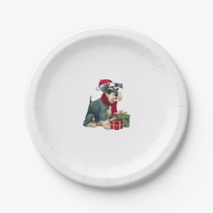 Giant Schnauzer Dog Christmas Outfits Santa Hat Do Paper Plate