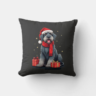 Giant Schnauzer Dog Christmas Parties Holiday Sant Cushion