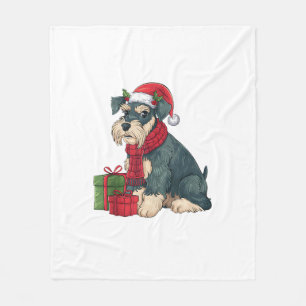 Giant Schnauzer Dog Christmas Parties Holiday Sant Fleece Blanket