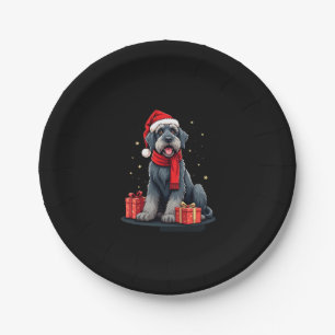 Giant Schnauzer Dog Christmas Parties Holiday Sant Paper Plate