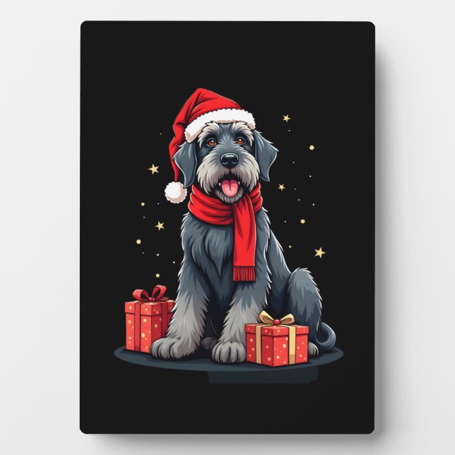Giant Schnauzer Dog Christmas Parties Holiday Sant Plaque (Front)