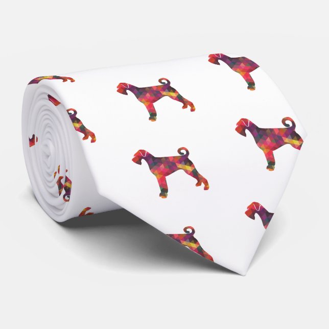Giant Schnauzer Dog Geometric Pattern Silhouette M Tie (Rolled)