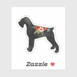 Giant Schnauzer Dog NC Boho Floral Silhouette